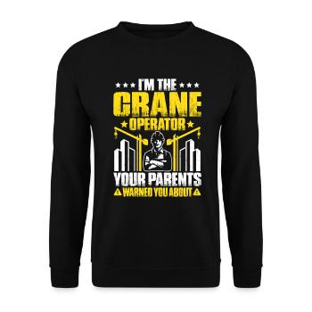 Kranführer Kranfahrer Kran Crane Operator - Unisex Pullover - Schwarz - Vorne - Alina (178cm) & Michal (187cm)
