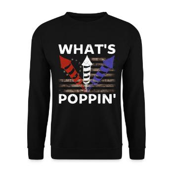 Whats poppin Funny 4th of july - Unisex Sweatshirt - black - Front - Alina (178cm) & Michal (187cm)