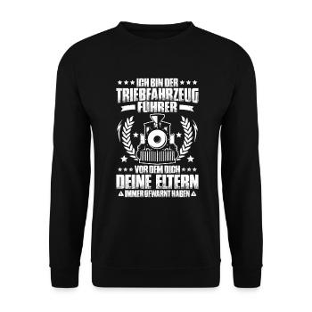 Triebfahrzeugführer Lokführer Train Driver - Unisex Pullover - Schwarz - Vorne - Alina (178cm) & Michal (187cm)