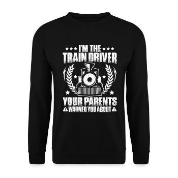 Triebfahrzeugführer Lokführer Train Driver - Unisex Sweatshirt - black - Front - Alina (178cm) & Michal (187cm)