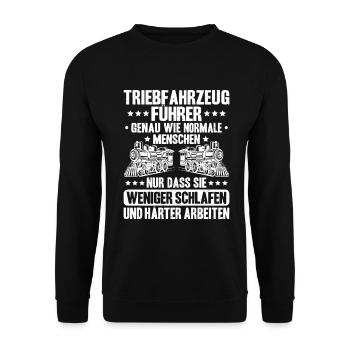 Triebfahrzeugführer Lokführer Train Driver - Unisex Pullover - Schwarz - Vorne - Alina (178cm) & Michal (187cm)