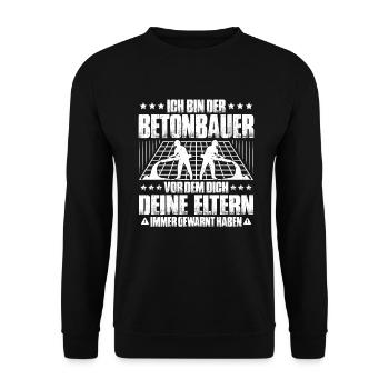 Betonbauer Stahlbetonbauer Concrete Worker - Unisex Pullover - Schwarz - Vorne - Alina (178cm) & Michal (187cm)