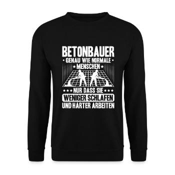 Betonbauer Stahlbetonbauer Concrete Worker - Unisex Pullover - Schwarz - Vorne - Alina (178cm) & Michal (187cm)