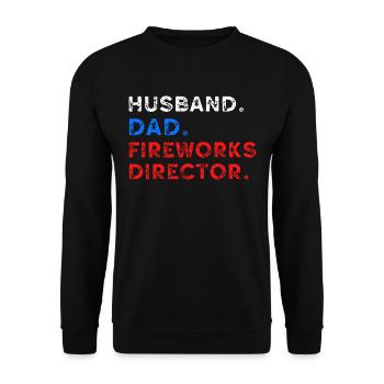 Mari Papa Directeur des feux d’artifice 4 juillet papa - Sweat-shirt Unisexe - noir - Devant - Alina (178cm) & Michal (187cm)