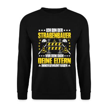 Straßenbauer Asphaltbauer Straßenbau - Unisex Pullover - Schwarz - Vorne - Alina (178cm) & Michal (187cm)