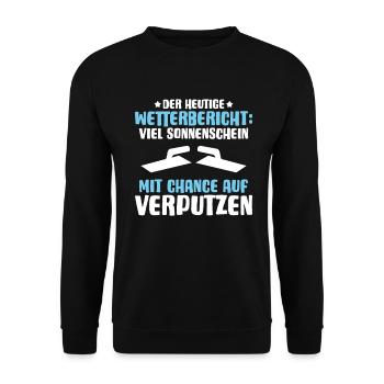 Stuckateur Plasterer Stukkateur Gipser Verputzer - Unisex Pullover - Schwarz - Vorne - Alina (178cm) & Michal (187cm)