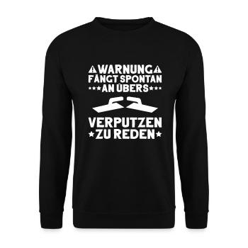 Stuckateur Plasterer Stukkateur Gipser Verputzer - Unisex Pullover - Schwarz - Vorne - Alina (178cm) & Michal (187cm)
