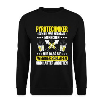 Pyrotechniker Feuerwerk Pyrotechnik Pyrotechnician - Unisex Pullover - Schwarz - Vorne - Alina (178cm) & Michal (187cm)