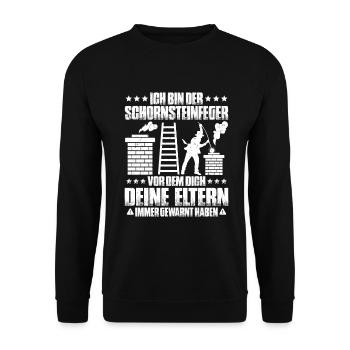 Schornsteinfeger Kaminkehrer Chimney Sweep - Unisex Pullover - Schwarz - Vorne - Alina (178cm) & Michal (187cm)