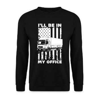 Je serai dans mon bureau camionneur, drôle de chauffeur de camion - Sweat-shirt Unisexe - noir - Devant - Alina (178cm) & Michal (187cm)