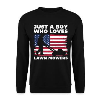 Just a boy who loves lawn mowers - Unisex Sweatshirt - black - Front - Alina (178cm) & Michal (187cm)
