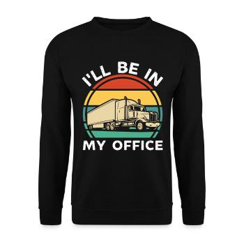Je serai dans mon bureau camionneur, drôle de chauffeur de camion - Sweat-shirt Unisexe - noir - Devant - Alina (178cm) & Michal (187cm)