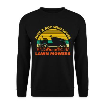 Just a boy who loves lawn mowers - Unisex Sweatshirt - black - Front - Alina (178cm) & Michal (187cm)