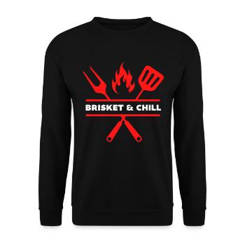 Brisket and chill, funny bbq - Unisex Sweatshirt - black - Front - Alina (178cm) & Michal (187cm)