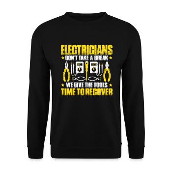 Elektroniker Elektriker Electrician Lineman - Unisex Pullover - Schwarz - Vorne - Alina (178cm) & Michal (187cm)
