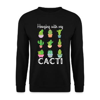 Accroché avec mes cactus, drôle de cactus mignon - Sweat-shirt Unisexe - noir - Devant - Alina (178cm) & Michal (187cm)