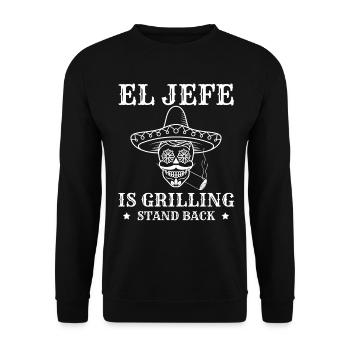 El Jefe Is grilling, funny mexican dad grilling - Unisex Sweatshirt - black - Front - Alina (178cm) & Michal (187cm)