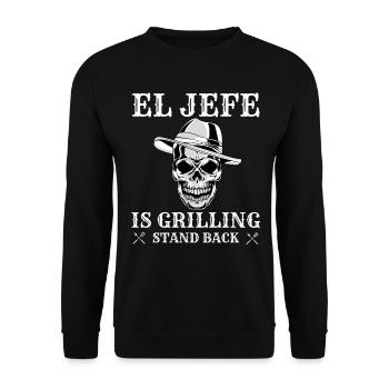 El Jefe Is grilling, funny mexican dad grilling - Unisex Sweatshirt - black - Front - Alina (178cm) & Michal (187cm)