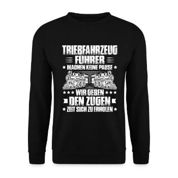 Triebfahrzeugführer Lokführer Train Driver - Unisex Pullover - Schwarz - Vorne - Alina (178cm) & Michal (187cm)