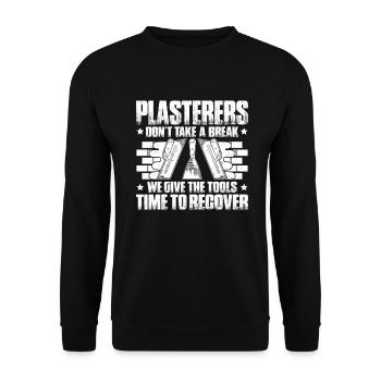 Stuckateur Plasterer Stukkateur Gipser Verputzer - Unisex Sweatshirt - black - Front - Alina (178cm) & Michal (187cm)