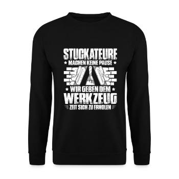 Stuckateur Plasterer Stukkateur Gipser Verputzer - Unisex Pullover - Schwarz - Vorne - Alina (178cm) & Michal (187cm)