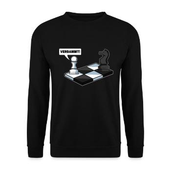 Lustiges Schachspieler Schachfiguren Schachspiel - Unisex Pullover - Schwarz - Vorne - Alina (178cm) & Michal (187cm)