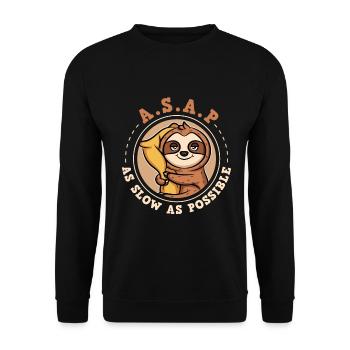 ASAP - As Slow As Possible Faultier - Unisex Pullover - Schwarz - Vorne - Alina (178cm) & Michal (187cm)