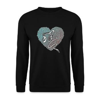 Ein Herz für Musik für Musiker DJ - Unisex Pullover - Schwarz - Vorne - Alina (178cm) & Michal (187cm)