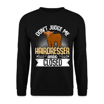 Scottish Highland Cattle Cow - Unisex Pullover - Schwarz - Vorne - Alina (178cm) & Michal (187cm)