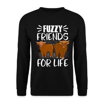 Vache bovine écossaise des Highlands - Sweat-shirt Unisexe - noir - Devant - Alina (178cm) & Michal (187cm)