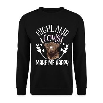 Scottish Highland Cattle Cow - Unisex Pullover - Schwarz - Vorne - Alina (178cm) & Michal (187cm)