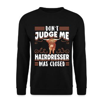Scottish Highland Cattle Cow - Unisex Pullover - Schwarz - Vorne - Alina (178cm) & Michal (187cm)