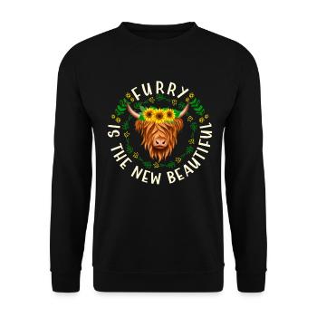 Vache bovine écossaise des Highlands - Sweat-shirt Unisexe - noir - Devant - Alina (178cm) & Michal (187cm)