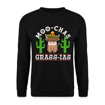 Vache bovine écossaise des Highlands - Sweat-shirt Unisexe - noir - Devant - Alina (178cm) & Michal (187cm)