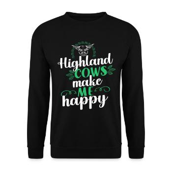 Scottish Highland Cattle Cow - Unisex Pullover - Schwarz - Vorne - Alina (178cm) & Michal (187cm)