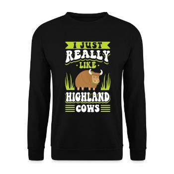 Vache bovine écossaise des Highlands - Sweat-shirt Unisexe - noir - Devant - Alina (178cm) & Michal (187cm)