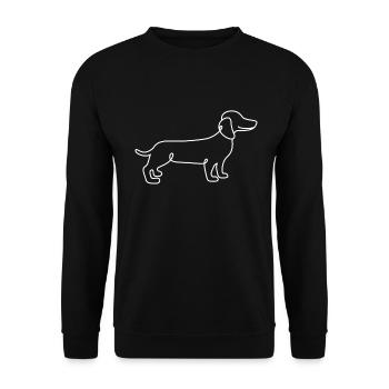 Single Line Design - Dackel - Unisex Pullover - Schwarz - Vorne - Alina (178cm) & Michal (187cm)