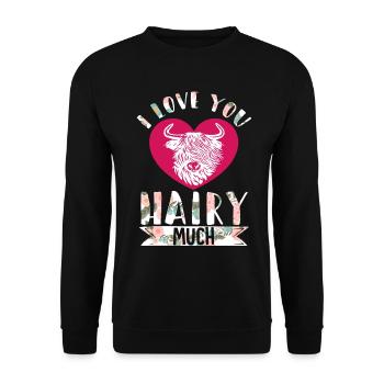 Scottish Highland Cattle Cow - Unisex Pullover - Schwarz - Vorne - Alina (178cm) & Michal (187cm)