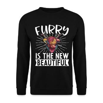 Vache bovine écossaise des Highlands - Sweat-shirt Unisexe - noir - Devant - Alina (178cm) & Michal (187cm)