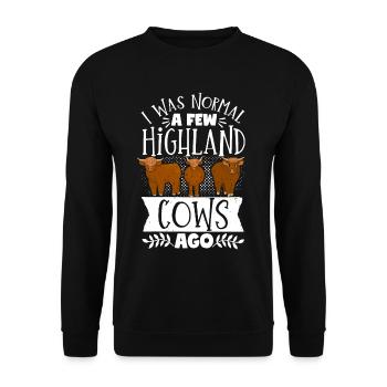 Scottish Highland Cattle Cow - Unisex Pullover - Schwarz - Vorne - Alina (178cm) & Michal (187cm)
