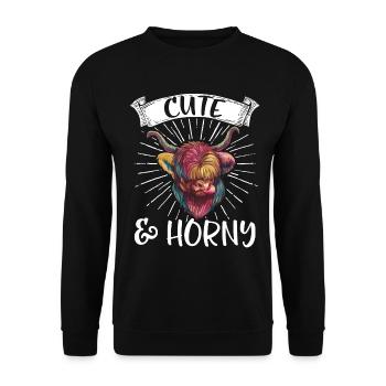 Vache bovine écossaise des Highlands - Sweat-shirt Unisexe - noir - Devant - Alina (178cm) & Michal (187cm)