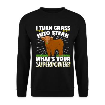 Vache bovine écossaise des Highlands - Sweat-shirt Unisexe - noir - Devant - Alina (178cm) & Michal (187cm)