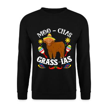 Vache bovine écossaise des Highlands - Sweat-shirt Unisexe - noir - Devant - Alina (178cm) & Michal (187cm)