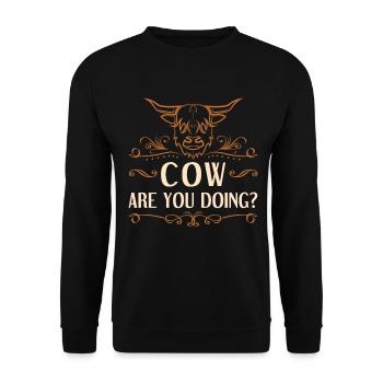 Scottish Highland Cattle Cow - Unisex Pullover - Schwarz - Vorne - Alina (178cm) & Michal (187cm)