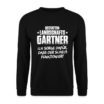 Landschaftsgärtner Gartenbau Landschaftsbau Garten - Unisex Pullover - Schwarz - Vorne - Alina (178cm) & Michal (187cm)