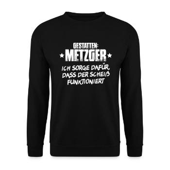Metzger Fleischer Metzgerin Metzgerei Fleischerei - Unisex Pullover - Schwarz - Vorne - Alina (178cm) & Michal (187cm)