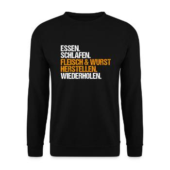 Metzger Fleischer Metzgerin Metzgerei Fleischerei - Unisex Pullover - Schwarz - Vorne - Alina (178cm) & Michal (187cm)