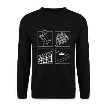 Tennis Game Illustration Minimalist Tennis Player - Unisex Sweatshirt - black - Front - Alina (178cm) & Michal (187cm)