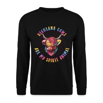 Scottish Highland Cattle Cow - Unisex Pullover - Schwarz - Vorne - Alina (178cm) & Michal (187cm)