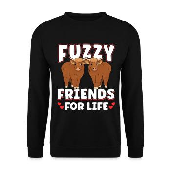 Scottish Highland Cattle Cow - Unisex Pullover - Schwarz - Vorne - Alina (178cm) & Michal (187cm)